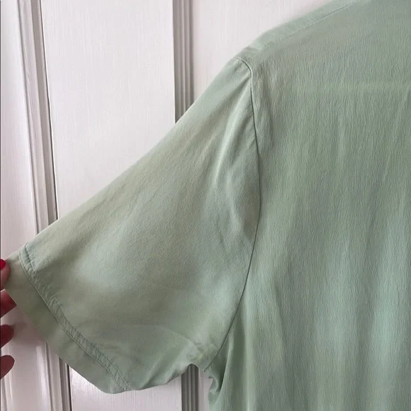 VINTAGE ROBBIE BEE pistachio Mint sage Green silk drop waist Dress 10 minimal - Picture 7 of 14